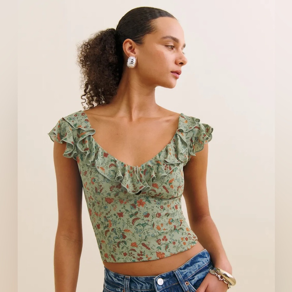 Reformation Cala Top Green - Size 10